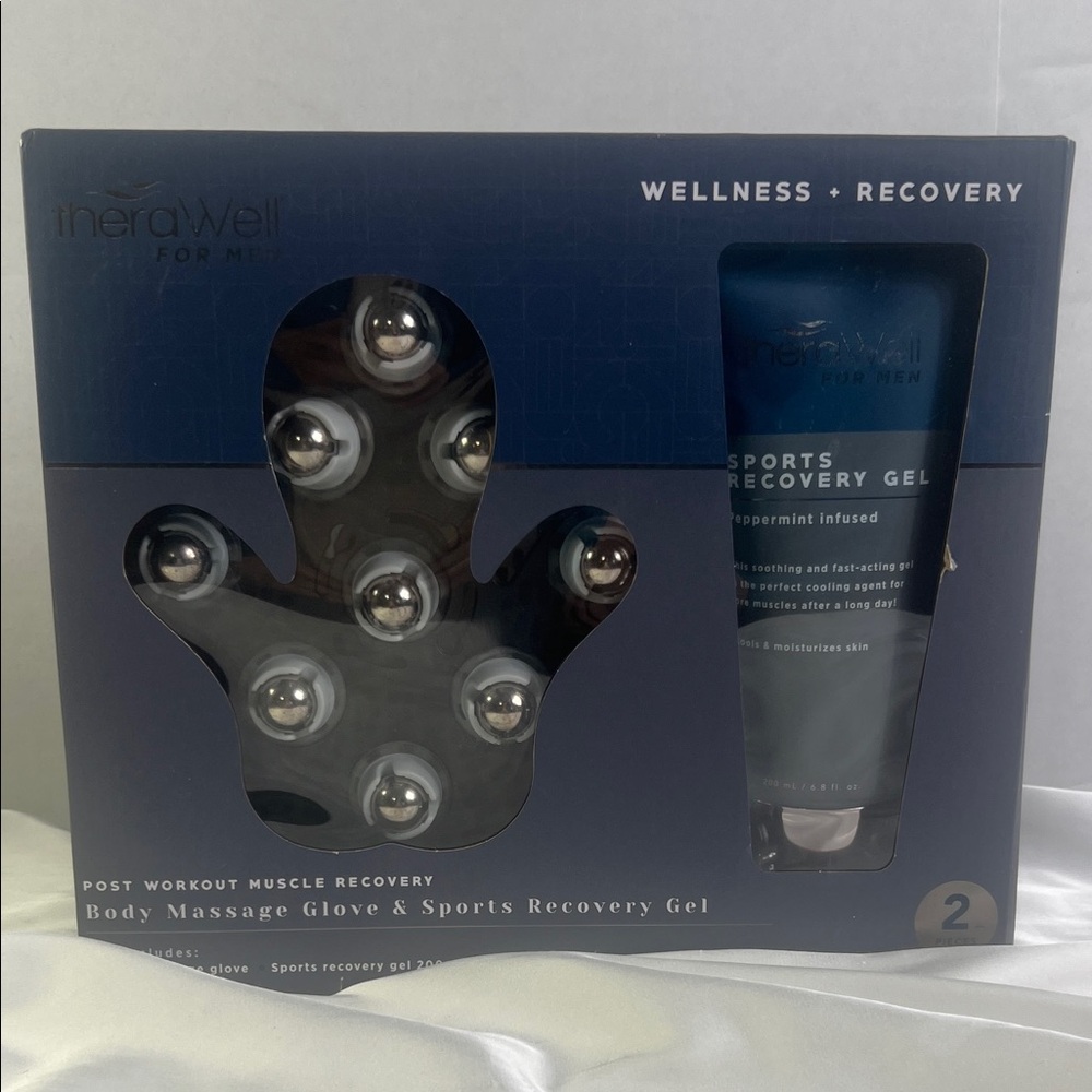 InerWell Massage Glove & Recovery Gel Set for Men Sports Recovery Sore‎ Muscles